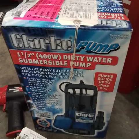 CLARKE PSV3A 1½" 400W 133LPM 8M HEAD DIRTY WATER SUBMERSIBLE PUMP WITH FLOAT SWITCH (230V)