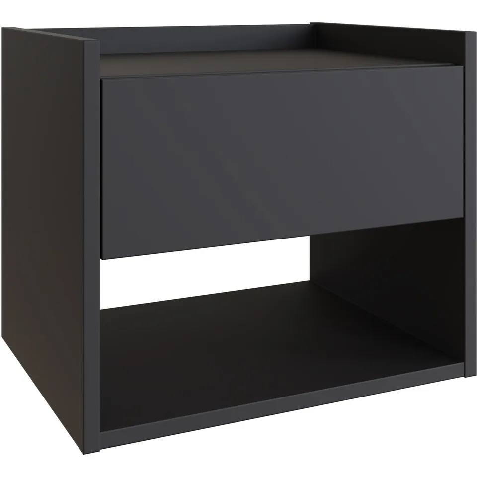 BOXED HARMONY WALL MOUNTED PAIR OF BEDSIDE TABLES