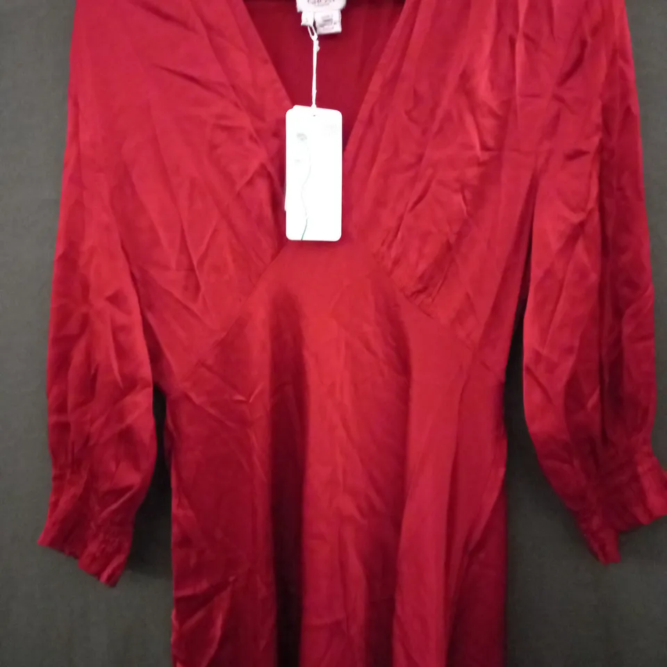 GHOST ELLE DRESS IN CHILLI RED - SMALL