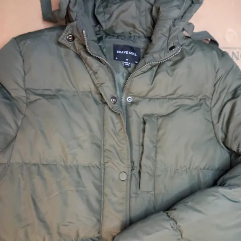BRAVE SOUL PADDED COAT IN GREEN SIZE 10