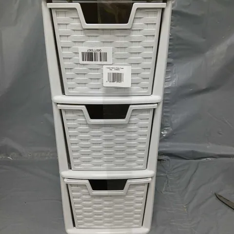 3 DRAWER MEDIUM RATTAN TOWER - GREY