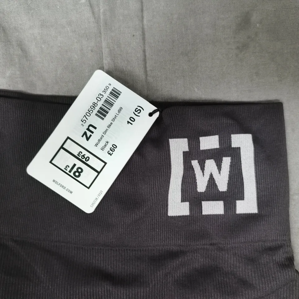 LIGHT SHAPEING WOLFORD BLACK WOMEN'S SHORTS WITH LOGO – UK 10 (S)