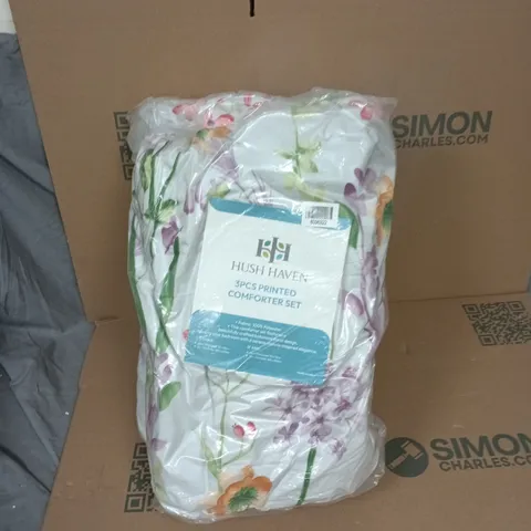 HUSH HAVEN 3-PIECE PRINTED COMFORTER SET – KING, 100% POLYESTER