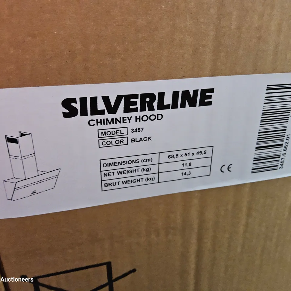 BOXED SILVERLINE CHIMNEY HOOD EXTRACTOR BLACK 3457