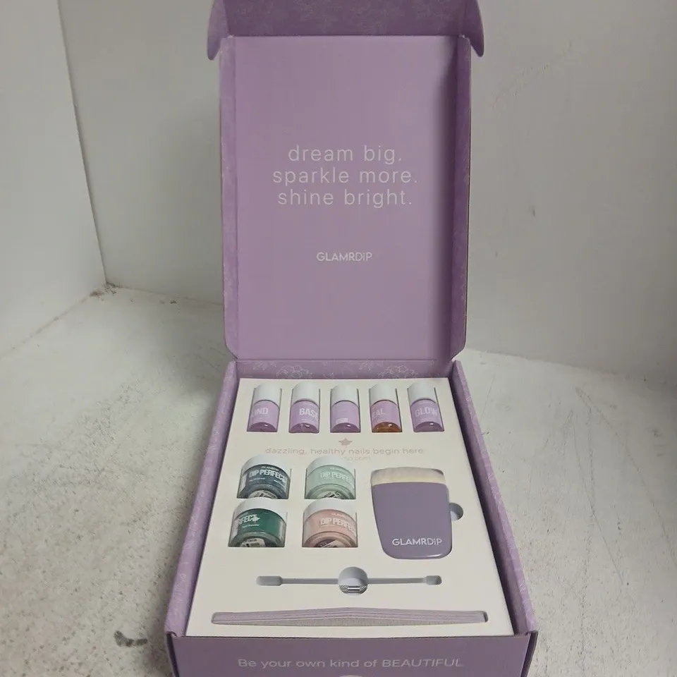 GLAMDIP NAIL POLISH KIT – 12 COLOUR SET (PURPLE BOX)