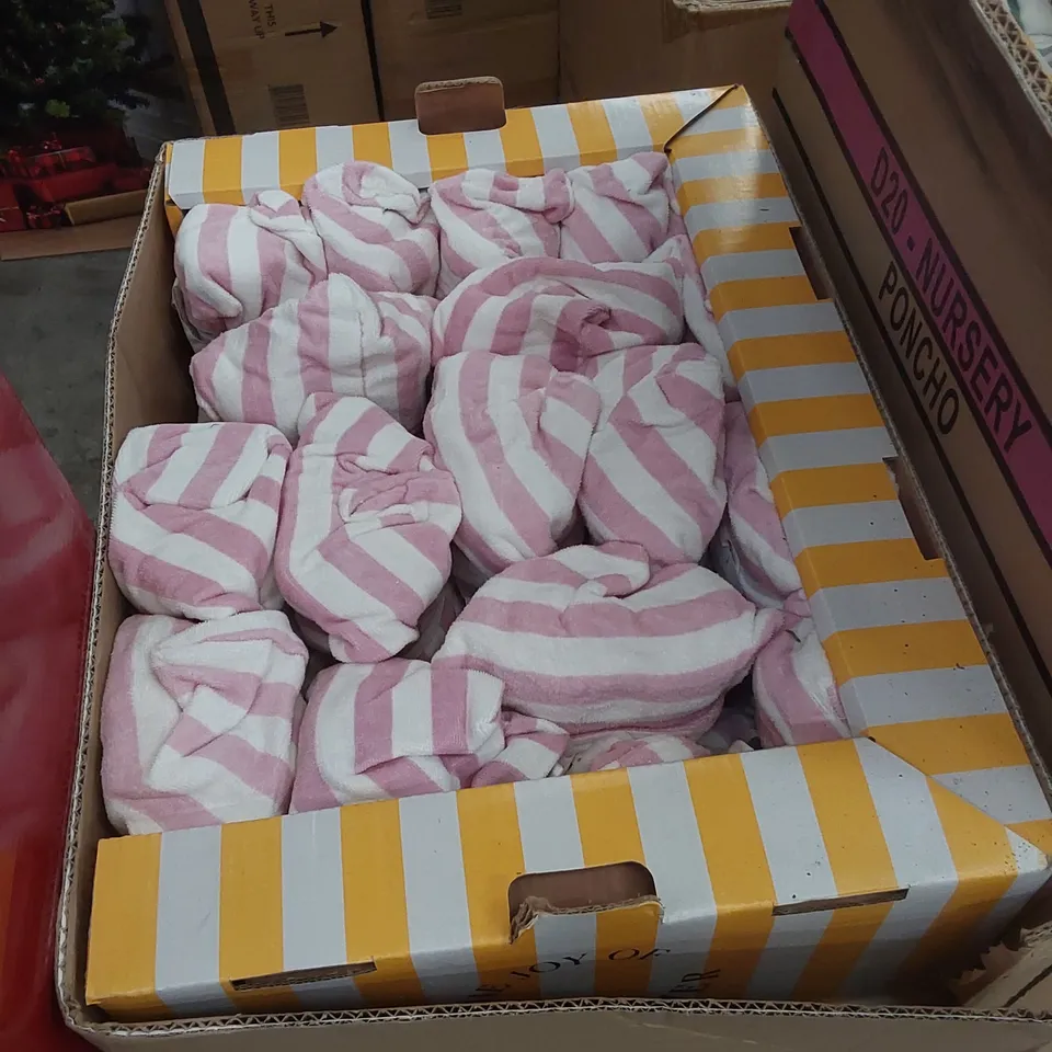 BOX OF APPROXIMATELY 80 BRAND NEW STRIPE PONCHOS 2-3 YEARS - FOUR DIFFERENT COLOURS PER BOX