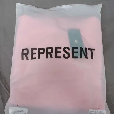 BAGGED REPRESENT OWNERS CLUB SCRIPT HOODIE IN PINK - SMALL