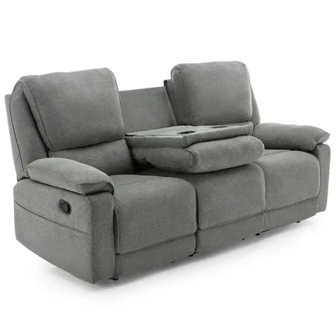 BOXED SYDNEY MANUAL 3 SEATER FABRIC RECLINER SOFA - GREY (1 BOX)