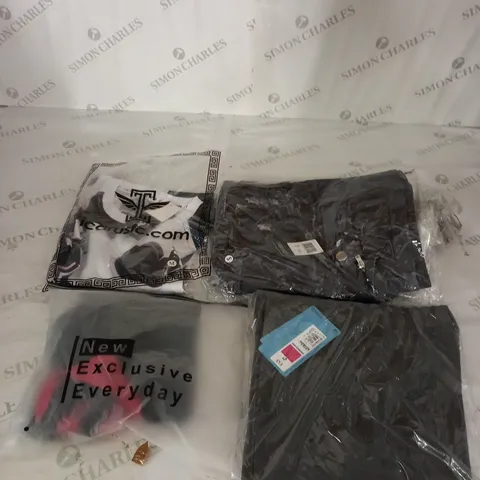  BOX OF ASSORTED CLOTHING ITEMS TOO INCLUDE DRESSES , SHIRTS AND TROUSERS IN VARIOUS SIZES AND COLOURS   