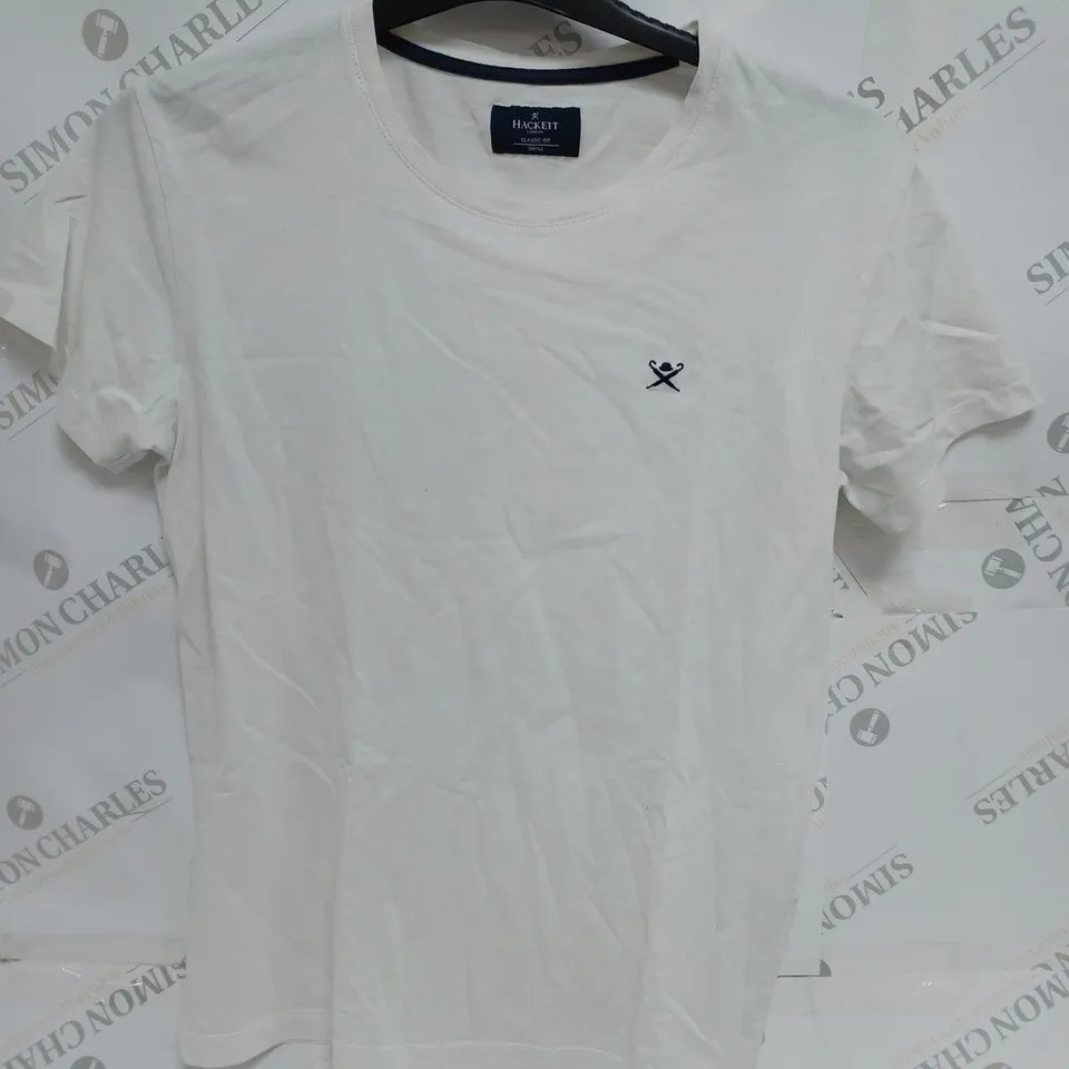 HACKETT LONDON WHITE LOGO CLASSIC FIT T-SHIRT- SMALL