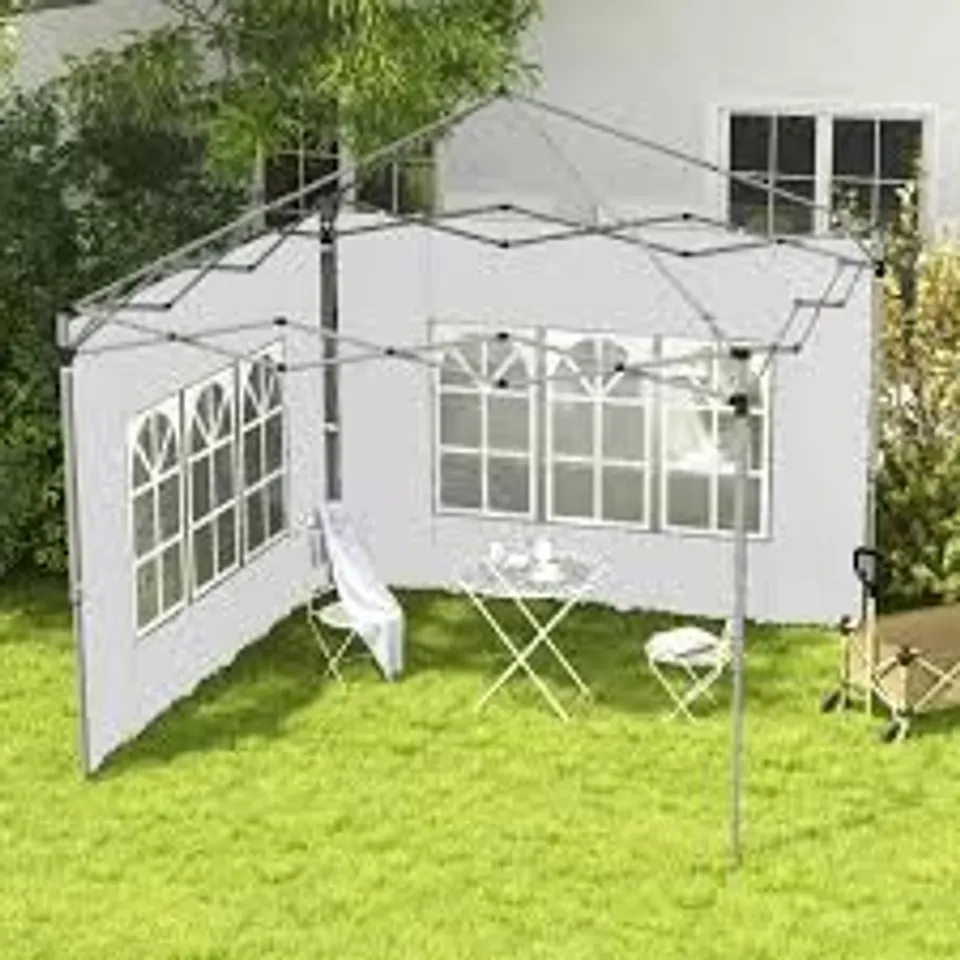 BOXED OUTSUNNY GAZEBO SIDE PANELS, SIDES REPLACEMENT WITH WINDOW FOR 3X3(M) OR 3X4M POP UP GAZEBO, 2 PACK, WHITE