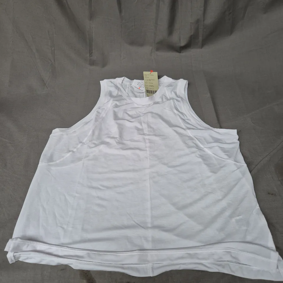 SWEATY BETTY SOFT FLOW STUDIO TANK IN WHITE SIZE M