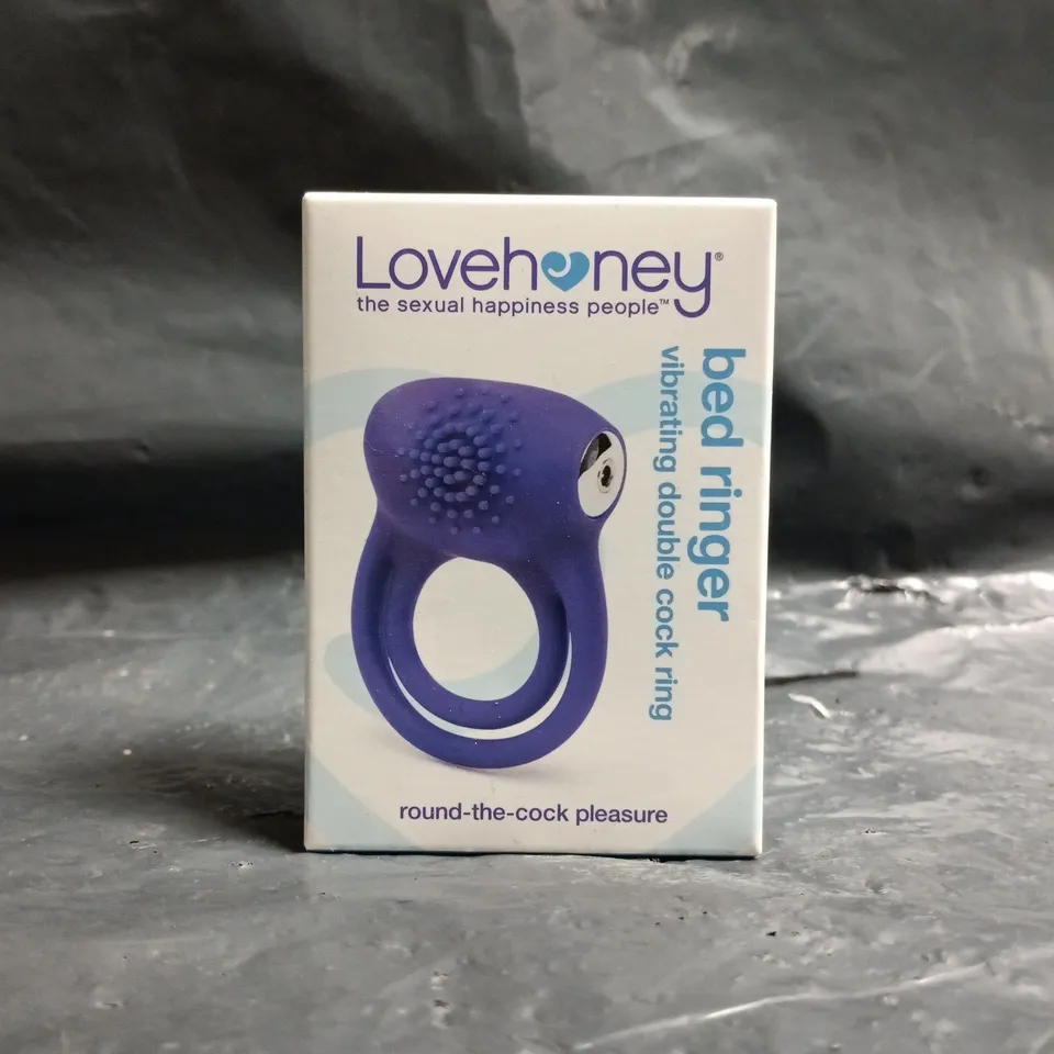 BOXED LOVEHONEY BED FINGER VIBRATING DOUBLE COCK RING