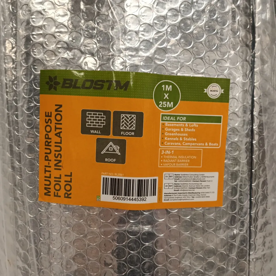 BAGGED BLOSTM MULTI-PURPOSE FOIL INSULATION ROLL - 1M X 25M
