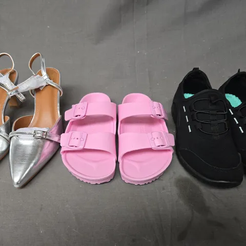 BOX OF APPROXIMATELY 15 ASSORTED PAIRS OF SHOES AND FOOTWEAR ITEMS IN VARIOUS COLOURS, STYLES, AND SIZES - COLLECTION ONLY