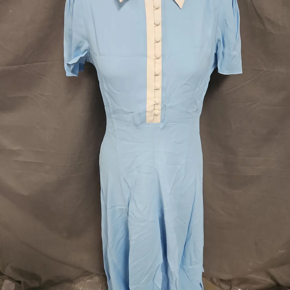 GHOST BETHAN DRESS IN BLUE SIZE 10
