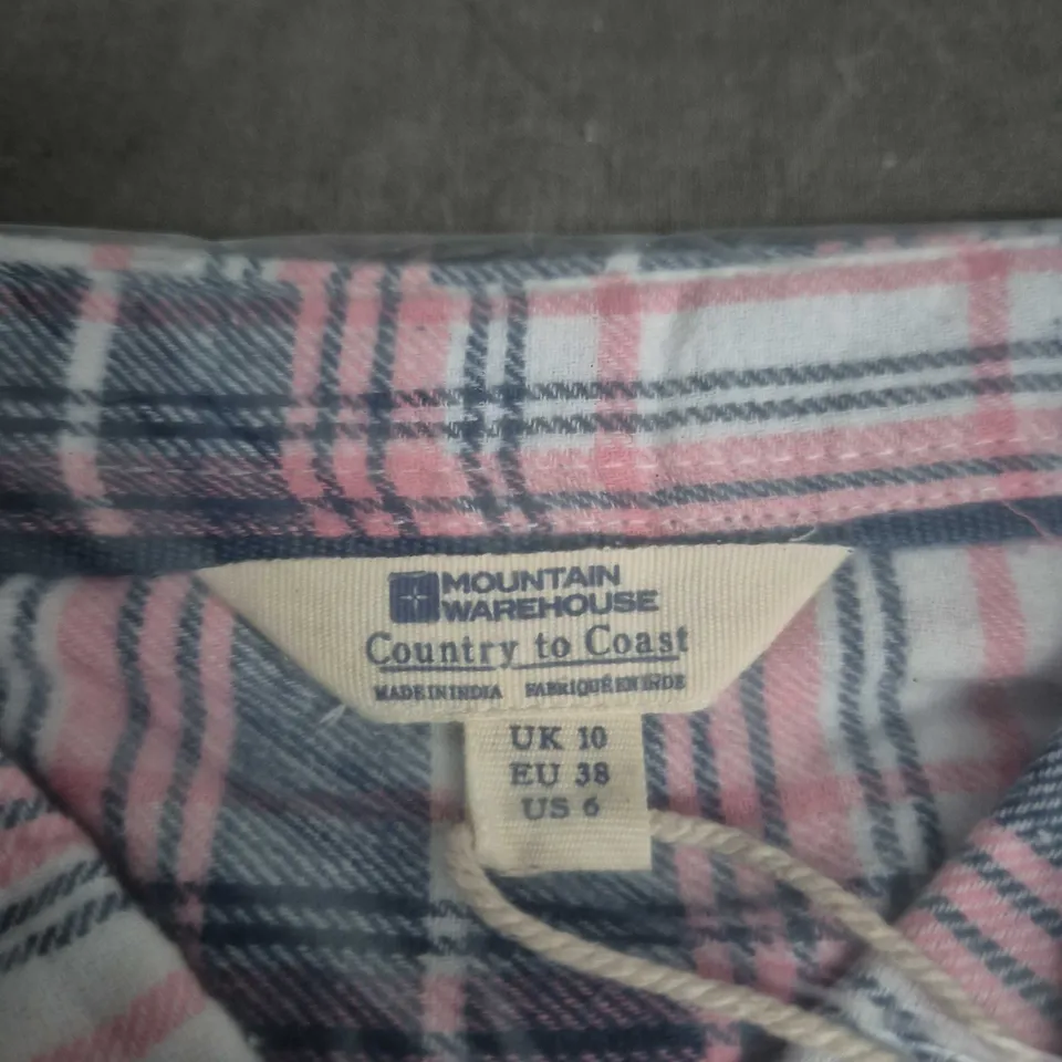 WILLOW BRUSHED FLANNEL SLIM-FIT LONG-SLEEVE WOMEN'S SHIRT – OFF WHITE/PINK PLAID (UK 10)