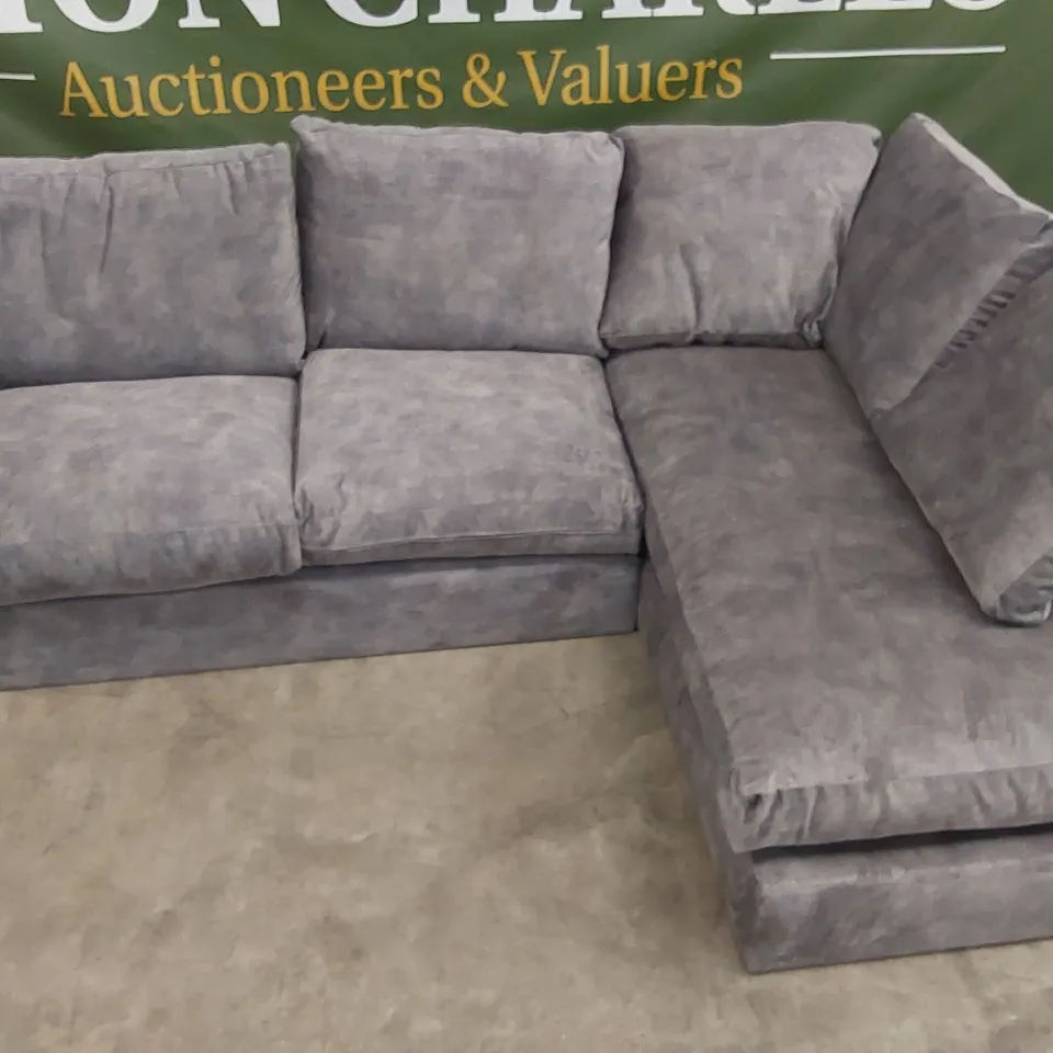 QUALITY DESIGNER GREY VELVET CORNER SOFA
