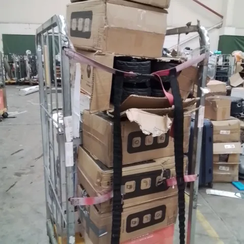 CAGE OF ASSORTED HOUSEHOLD GOODS AND PRODUCTS TO INCLUDE;300L HEAVY DUTY CAMPING WAGON,SUITCASES,VACUUM CLEANER,CHILDREN'S CAR SEAT 