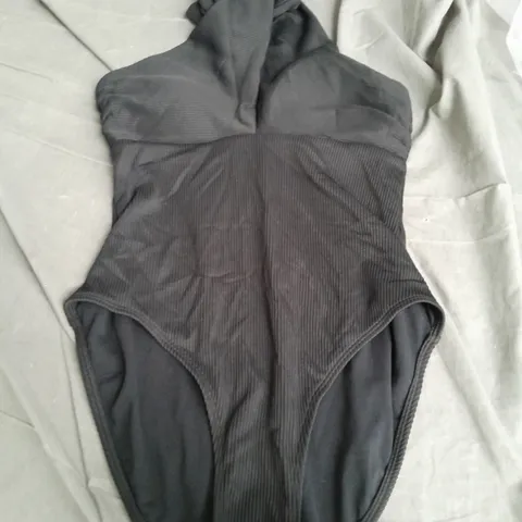 BODEN CROSS FRONT TOE HALTER SWIMSUIT BLACK RIB SIZE 12