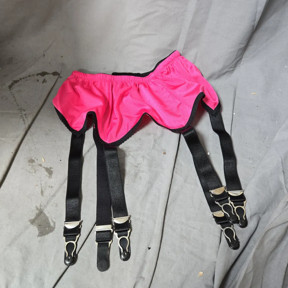 BOX OF APPROXIMATELY 25 ASSORTED CLOTHING ITEMS INCLUDING WHAT KATIE DID BRA , NYLON DREAMS SUSPENDER BELT , DAVID MULTI COLOURED SWIMSUIT AND NAOMI AND NICOLE HIPSTER