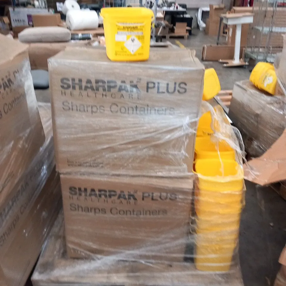 PALLET OF APPROXIMATELY 100 SHARPAK PLUS UN 3291 60 PLUS INFECTIOUS SUBSTANCE BINS