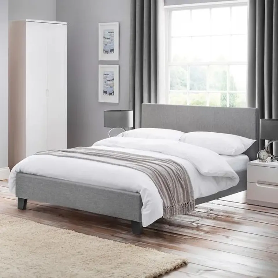 BOXED JULIAN BOWEN RIALTO DOUBLE BED - LIGHT GREY (2 BOXES)