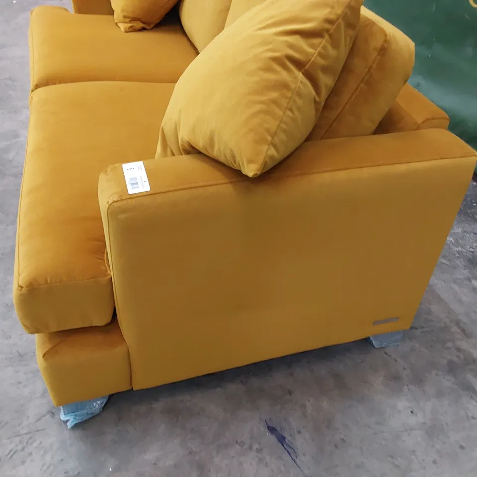 QUALITY BRITISH MADE LOUNGE Co LOLA THREE SEATER SOFA GOLD PLUSH FABRIC