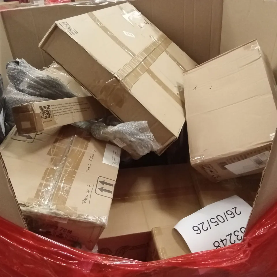 PALLET OF ASSORTED HOUSEHOLD GOODS AND PRODUCTS TO INCLUDE; PRESSURE WASHER, TRASH CAN, 5-TIER BOOKSHELF ETC