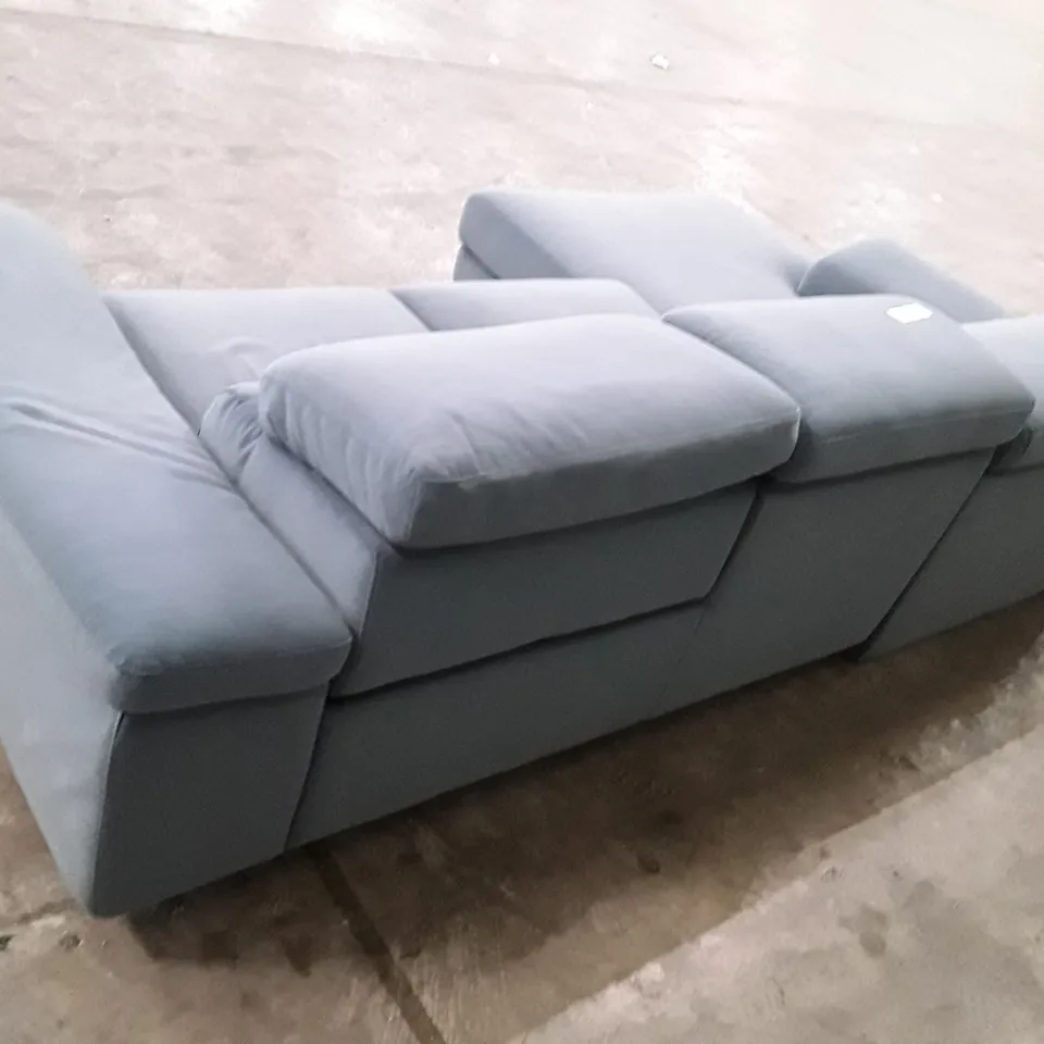 QUALITY ITALIAN DESIGNER FLAVIO SOFA WITH LHF CHAISE - LIGHT BLUE FABRIC