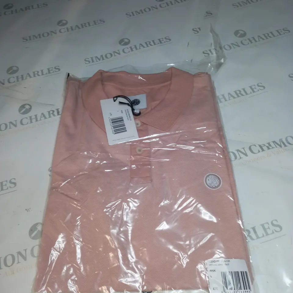 BAGGED PRETTY GREEN HERRINGBONE POLO SHIRT SIZE L