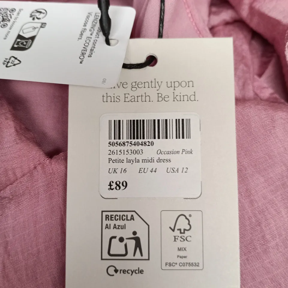 NOBODY'S CHILD PETITE OCCASION PINK DRESS – UK 16 (EU 44 / US 12)