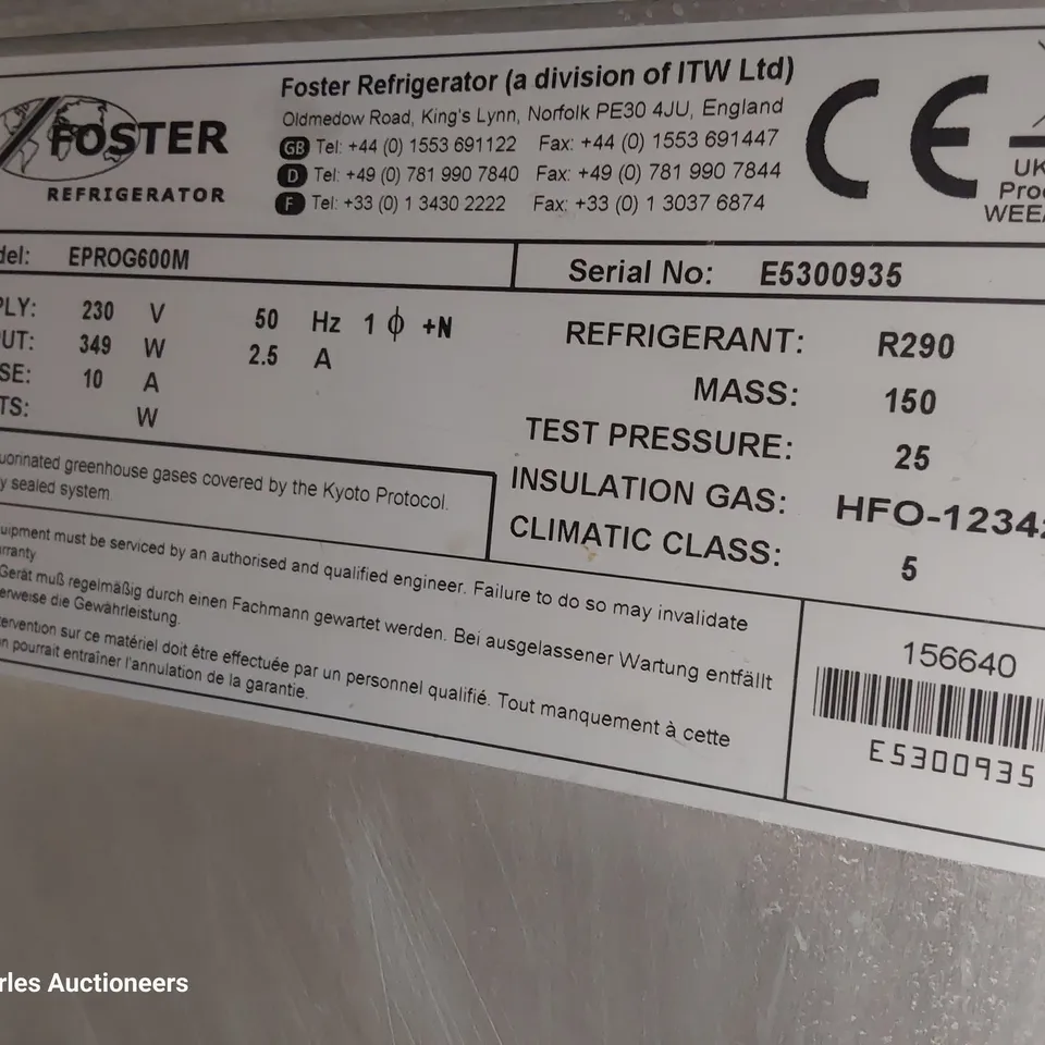 FOSTER TALL SINGLE DOOR FRIDGE EPROG600M