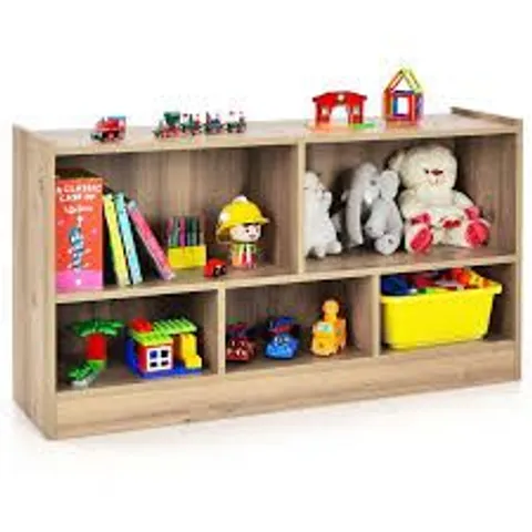 COSTWAY KIDS 2-SHELF BOOKCASE 5-CUBE WOOD TOY STORAGE CABINET