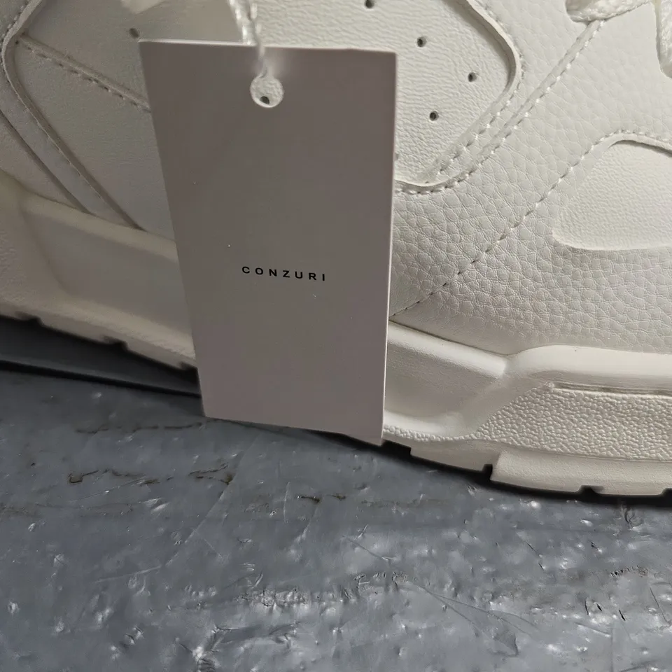 CONZURI WHITE HIGH-TOP SNEAKERS – UK 10.5