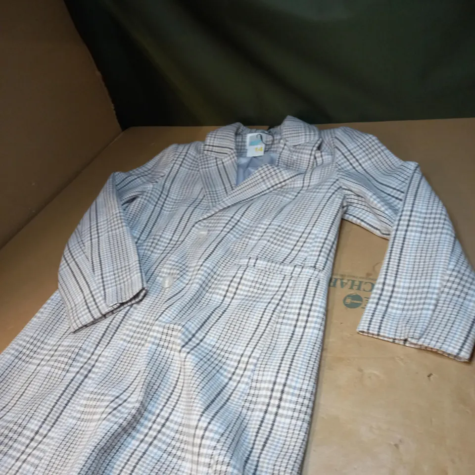 WOMENS MULTI CHEQUERED BUTTON COAT SIZE 14
