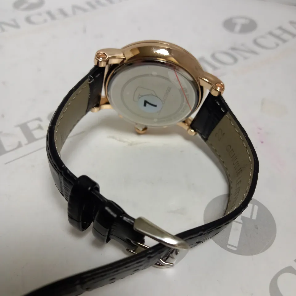 MENS LOUIS LACOMBE CHRONOGRAPH WATCH – MULTI FUNCTION DIAL WITH DATE – ROMAN NUMERAL DIAL – LEATHER STRAP