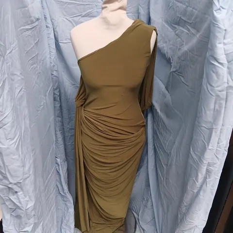 CLUB L LONDON ONE-SHOULDER RUCHED DRESS – UK 6 – GREEN