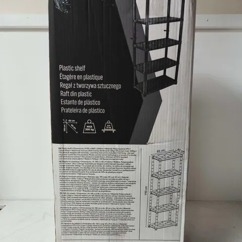PLASTIC SHELF RACK, 4-TIER, 85 X 40 X 190 CM – BOXED