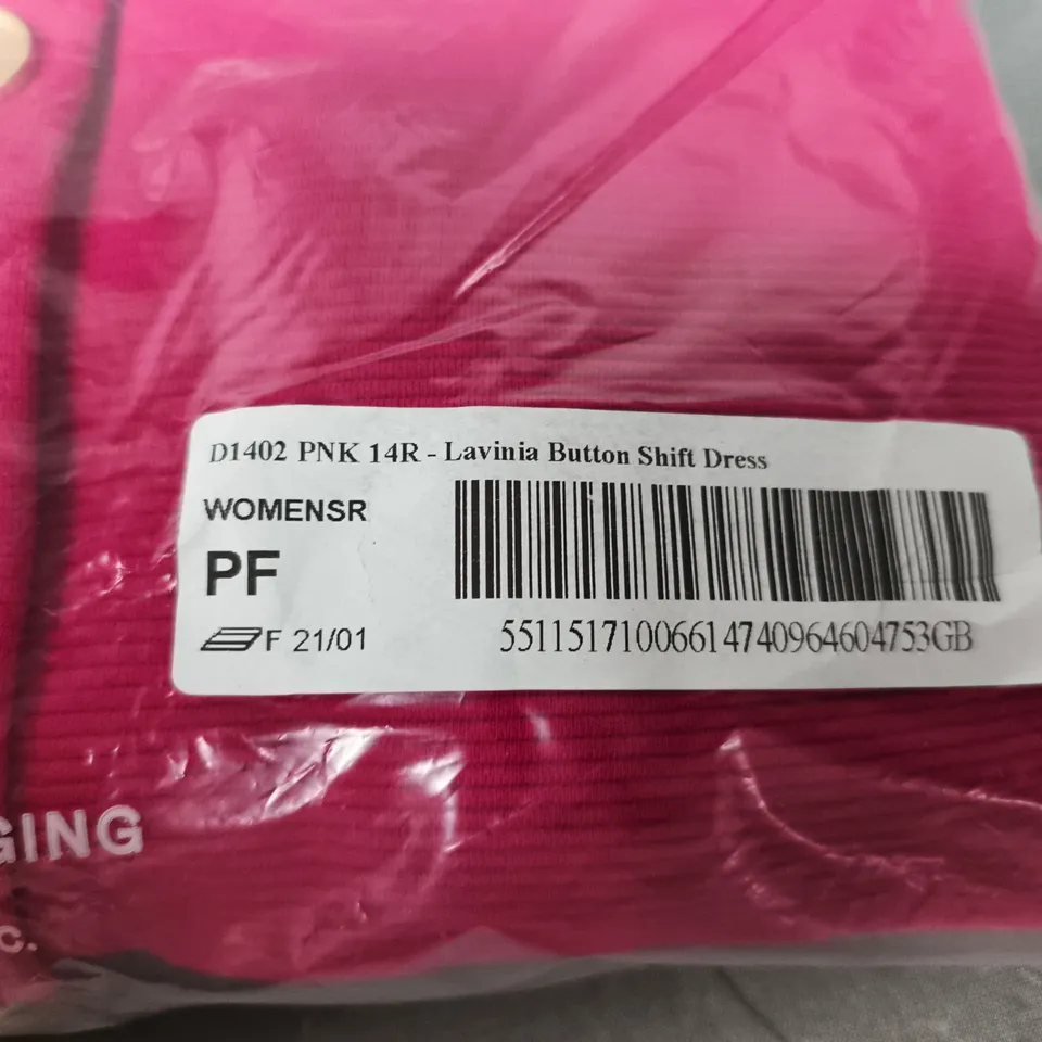 BODEN LAVINIA BUTTON SHIFT DRESS – PINK, UK 14R