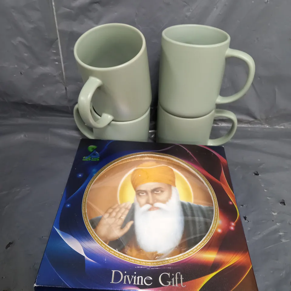 APPROXIMATELY 5 ASSORTED HOUSEHOLD ITEMS TO INCLUDE PLATES , MUGS , ETC 