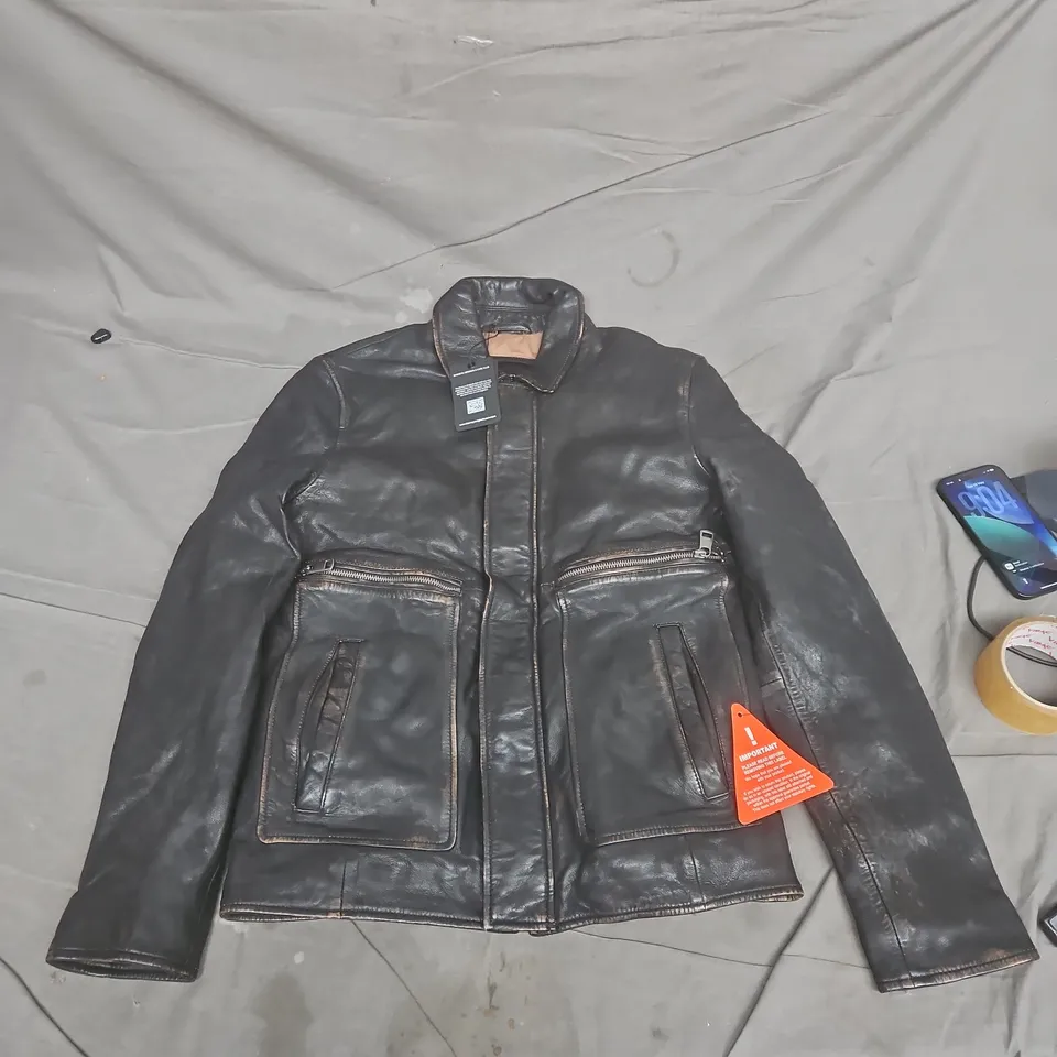 BARNEYS ORIGINALS LEATHER JACKET – BLACK, XS