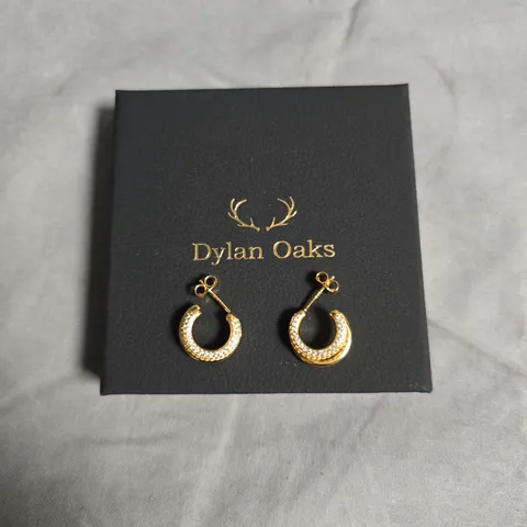 DYLAN OAKS GOLD-TONE PAVÉ HOOP EARRINGS
