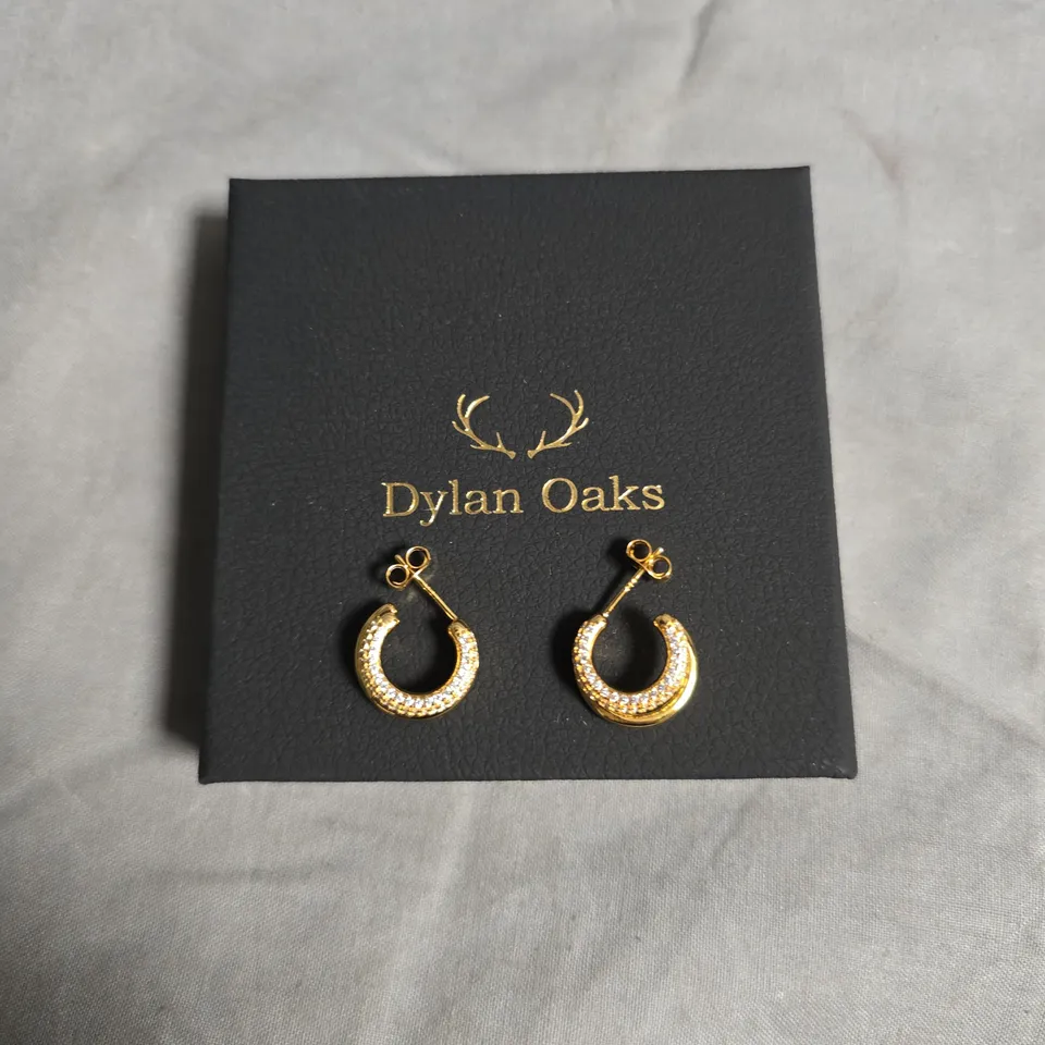 DYLAN OAKS GOLD-TONE PAVÉ HOOP EARRINGS