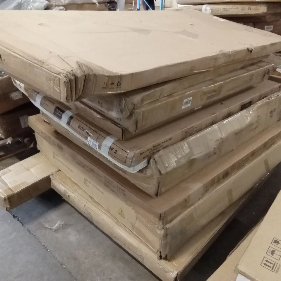 PALLET OF ASSORTED INCOMPLETE DESIGNER FURNITURE PARTS AND PIECES 