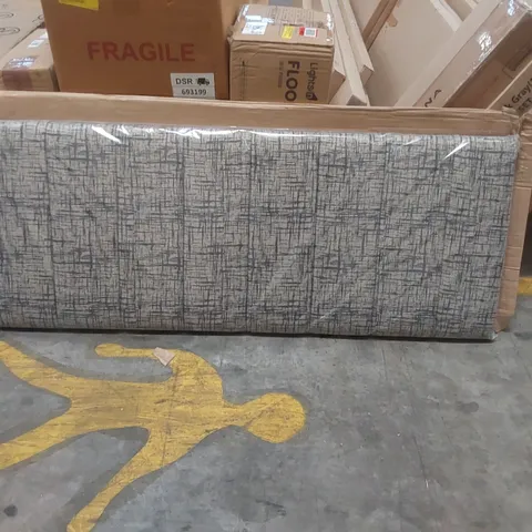 BOXED UPHOLSTERED KING SIZE HEADBOARD ABSTRACT LINEN DESIGNER FABRIC, MADE IN ENGLAND 