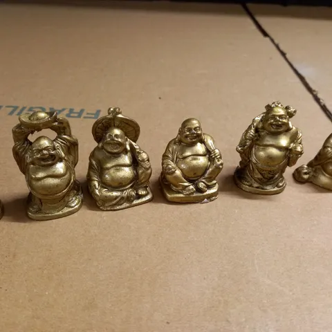 SET OF 6 GOLD PAINTED MINI BUDDHA FIGURINES