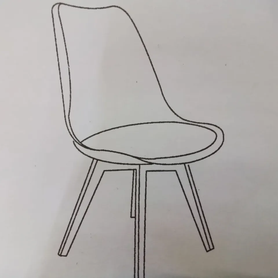 BOXED UNBRANDED PLASTIC DINING CHAIR IN GREY WITH WOODEN LEGS