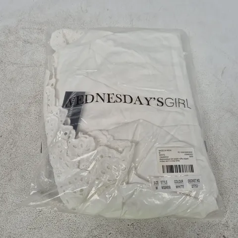 WEDNESDAY'S GIRL WHITE POPLIN MIDAXI SKIRT – SIZE M (WGSK818)