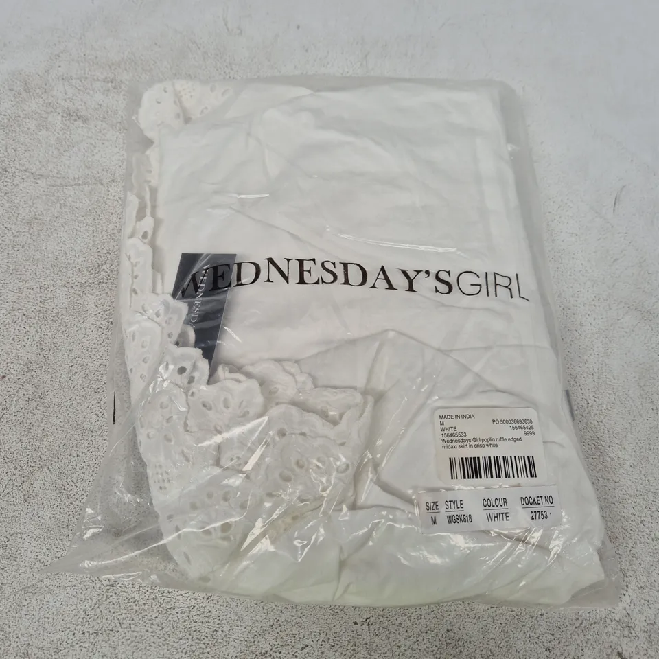 WEDNESDAY'S GIRL WHITE POPLIN MIDAXI SKIRT – SIZE M (WGSK818)